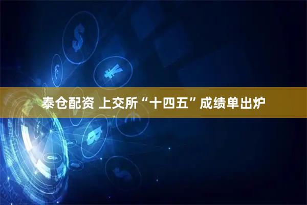 泰仓配资 上交所“十四五”成绩单出炉