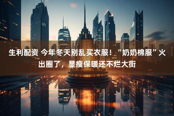 生利配资 今年冬天别乱买衣服！“奶奶棉服”火出圈了，显瘦保暖还不烂大街